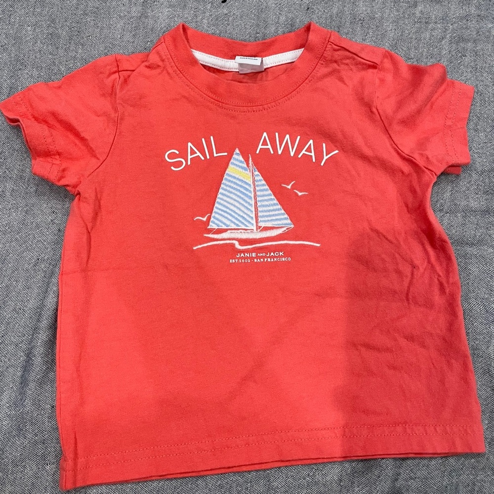 Janie and Jack coral T-shirt size 12 months